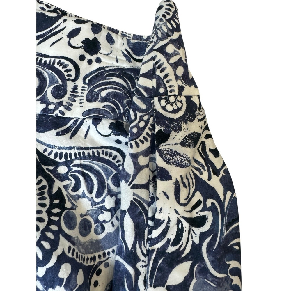 Lauren Ralph Lauren Skirt 14P Blue White Floral Cotton A-Line Petite Pockets - Picture 5 of 10